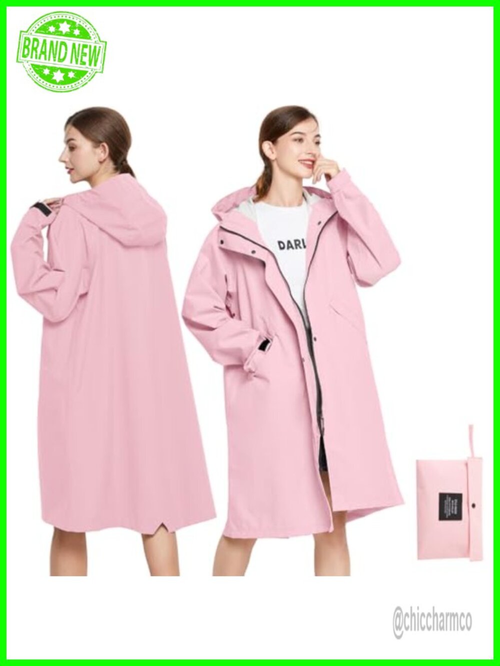 SOPPY Lightweight Long Waterproof Raincoat Windproof Hooded